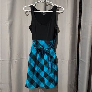 Black and blue plaid bottom dress